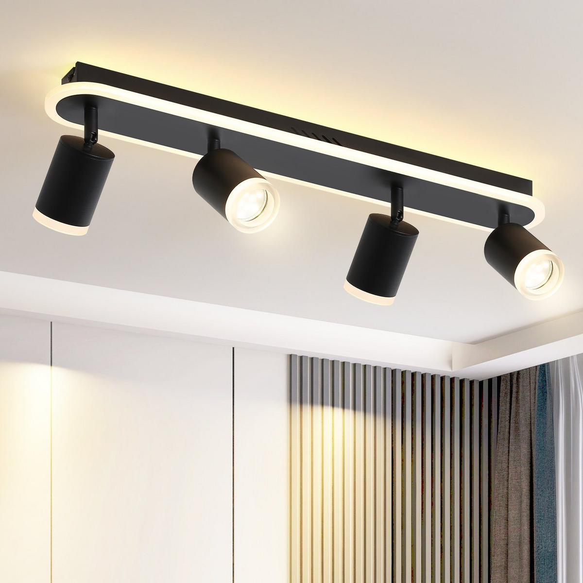 DECKENSTRAHLER Lichtelf 4-flammig 57/8/10 cm - Schwarz, Metall (57/8/10cm) - Nettlife