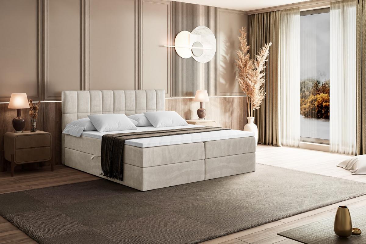 BOXBETT mit Matratze H3 und Lattenrost - MIAMI - 140x200 cm Ecru - Ecru, Holzwerkstoff (140/200cm) - ALTDECOR