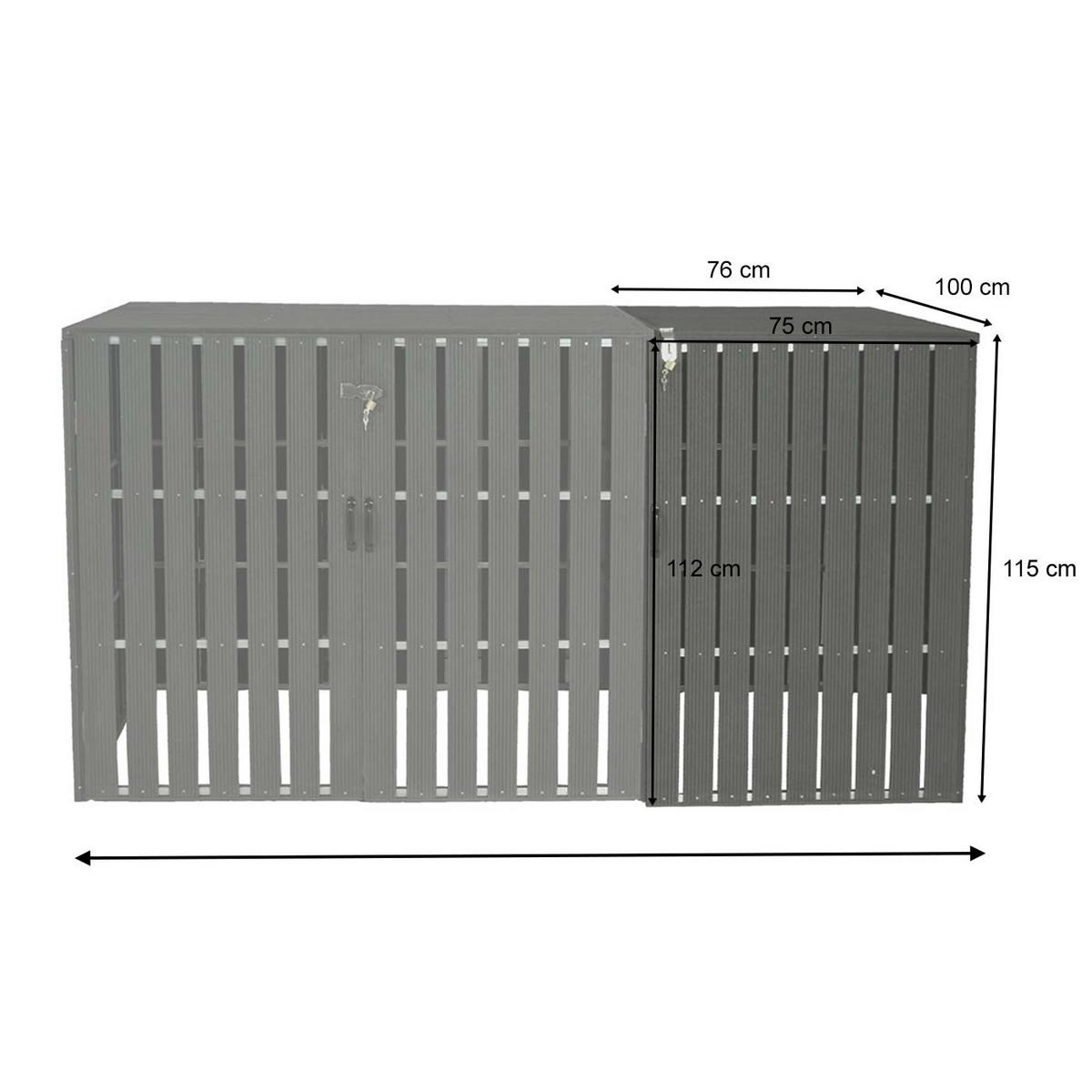 MÜLLTONNENBOX ERWEITERUNG Grau - Grau, Metall (76/115/100cm) - MCW