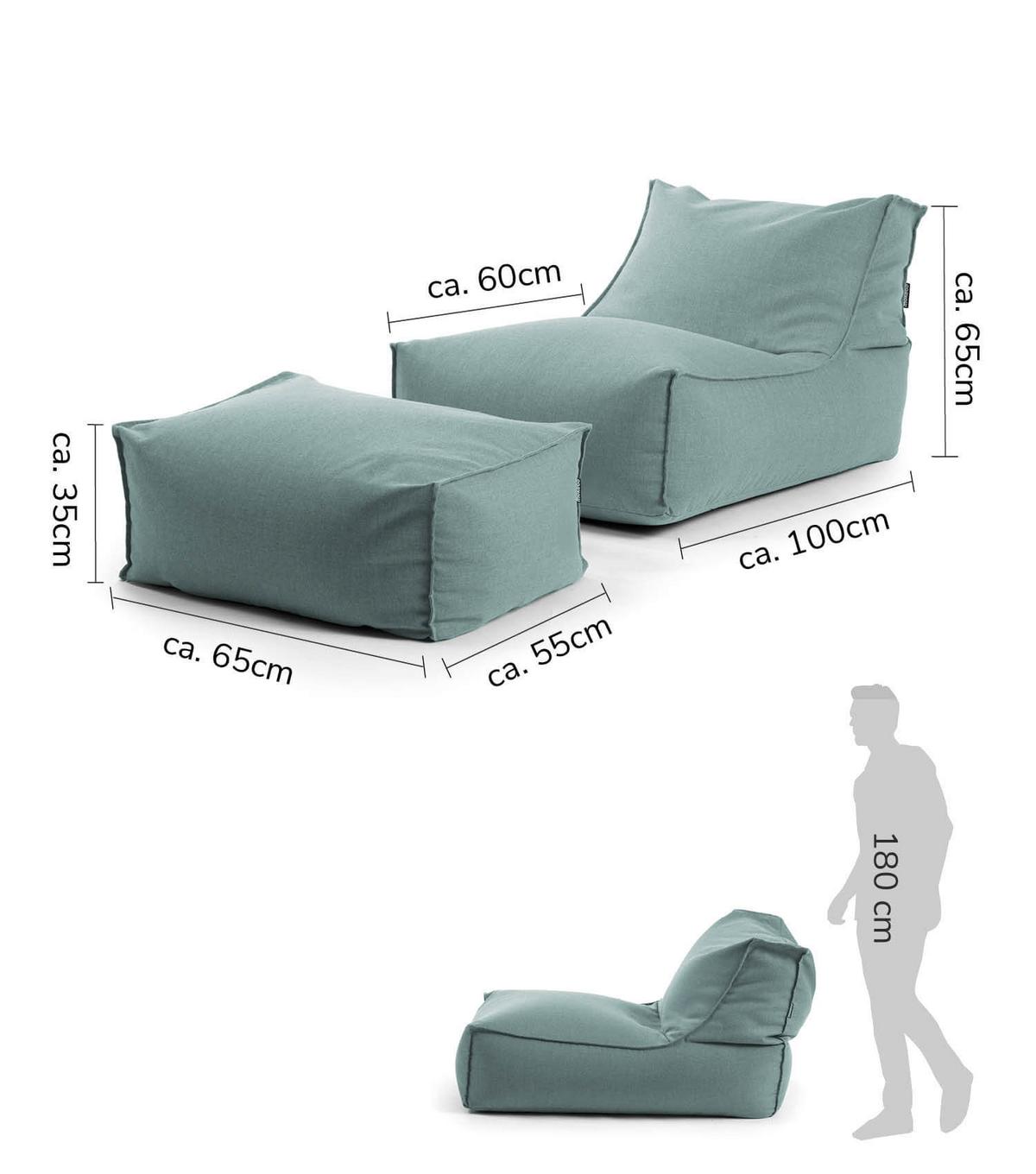 OUTDOOR SITZSACK und Hocker Der Sundowner - Blau, Textil (60/65/95cm) - Mokebo