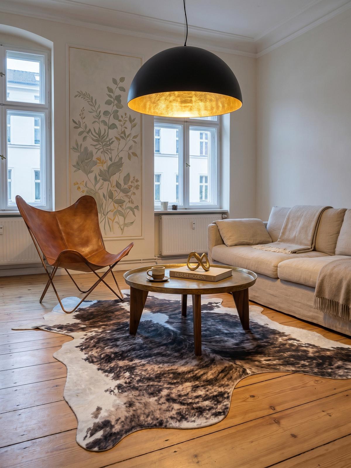 TEPPICH Flachgewebe GASTEIN in Braun, in Rindsleder-Optik, aus Polyester, 100 x 135 cm - Braun, Textil (100/135cm) - KADIMA DESIGN