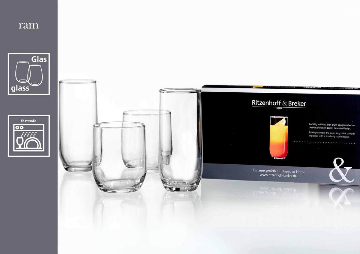 LONGDRINKGLÄSER Ram transparent 315 ml 3er Set - Transparent, Glas (0.32L) - Ritzenhoff Breker