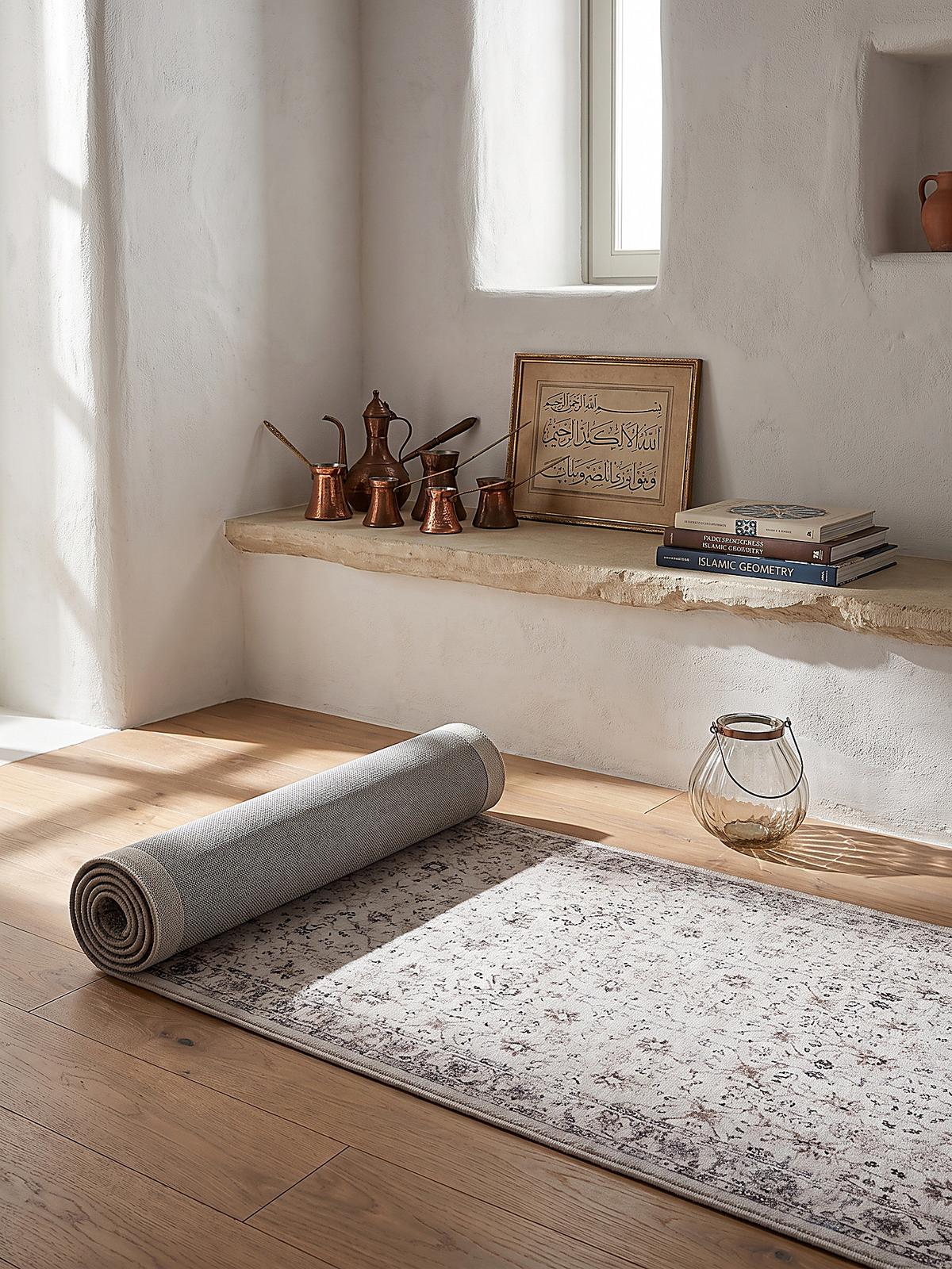 LÄUFER waschbar, mit floralen Ornamenten, VERNANTE in Creme, 80 x 150 cm - Beige, Textil (80/150cm) - KADIMA DESIGN