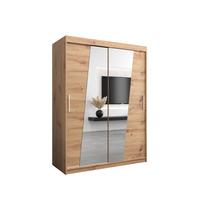SCHWEBETÜRENSCHRANK 200/150/62 2-türig - Silberfarben/Eiche Artisan, Holz/Kunststoff (150/200/62cm) - MÖBEL KRYSPOL