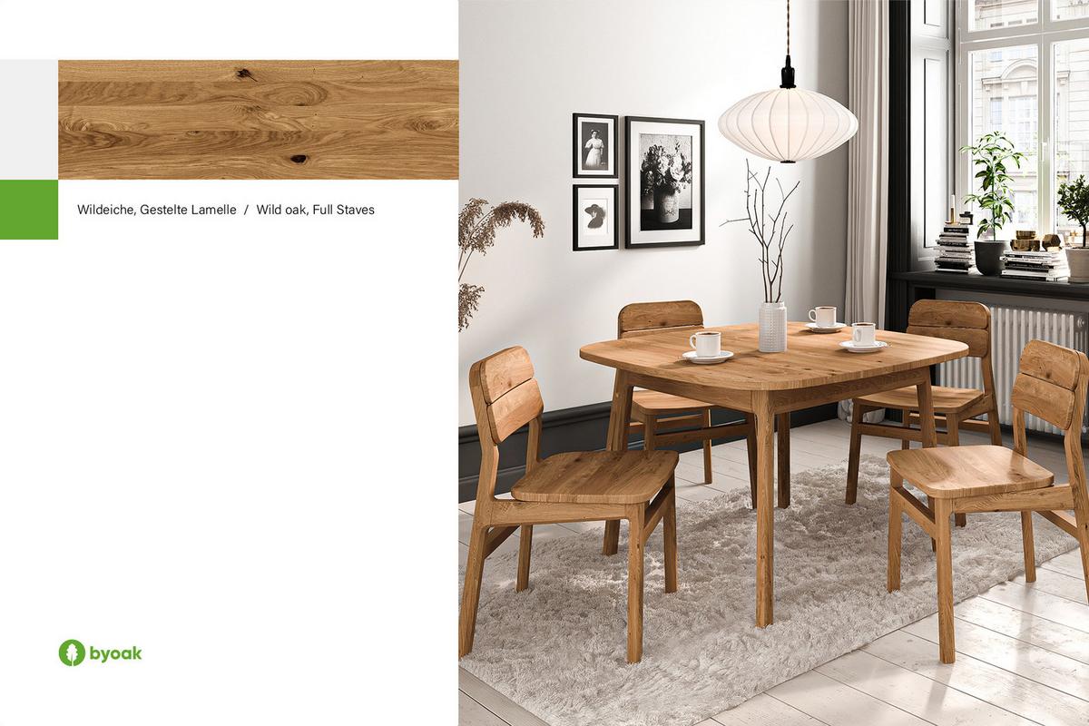 ESSTISCH PAUL 100 x 120 Wildeiche - Wildeiche, Holz (120/100/77cm) - byoak
