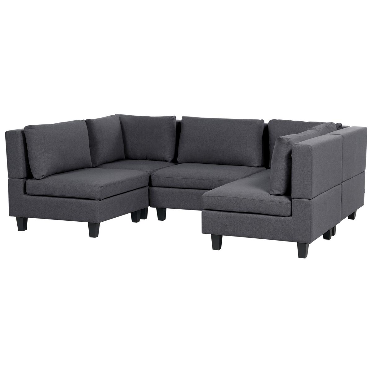 5-SITZER-MODULSOFA U-förmiges Dunkelgrau Stoff Unstad - Dunkelgrau, Textil (228/72/76cm) - Beliani