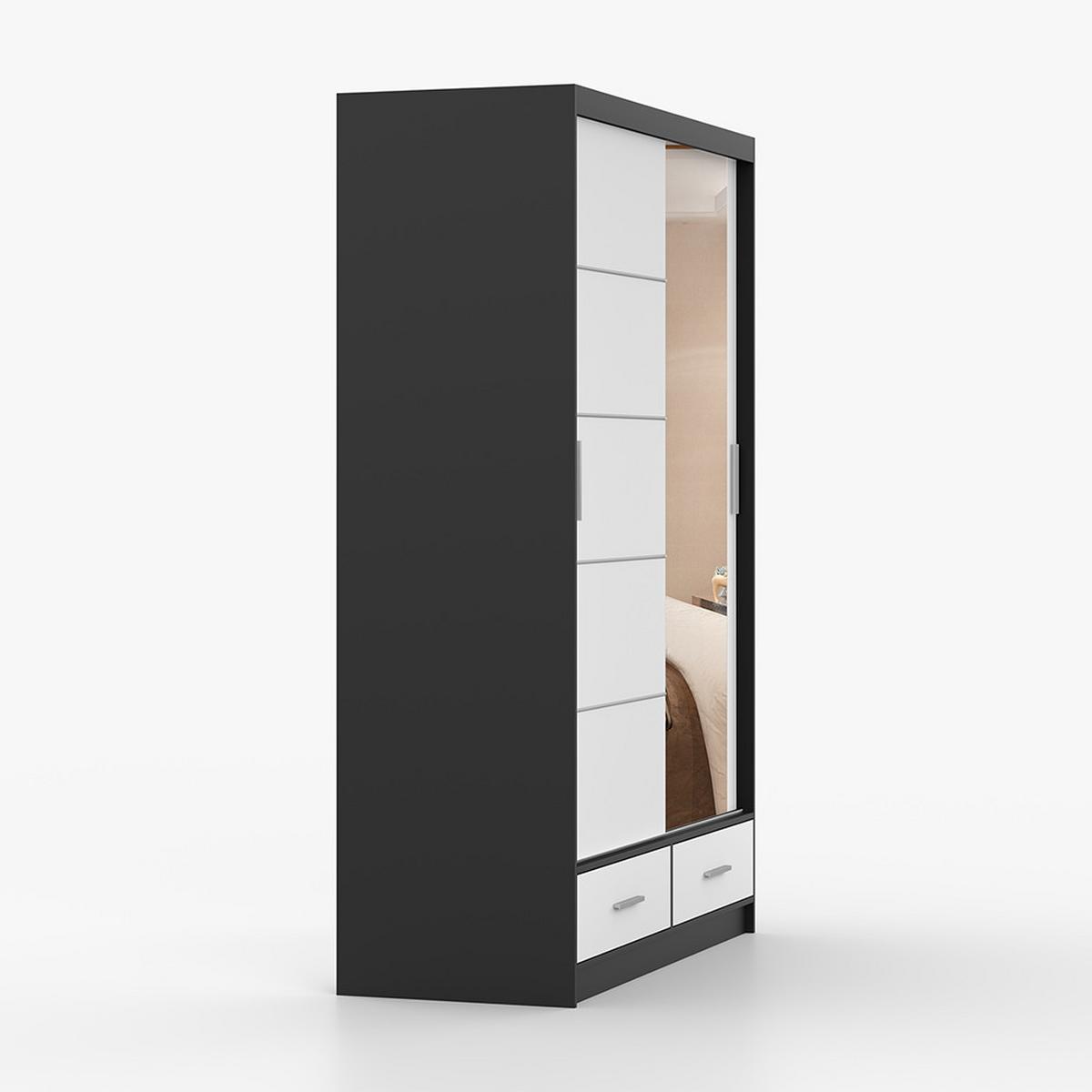 KLEIDERSCHRANK Florence 150 cm, 150/218/61, 2-türig, grau - Schwarz, Holzwerkstoff (150/218/61cm) - imoebel24