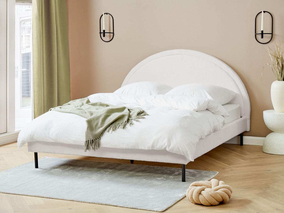 POLSTERBETT 160/200cm Weiß Margut - Weiß, Textil (160/200cm) - Beliani