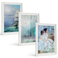 BILDER SET 3er Set - 40x60 cm Weißer Rahmen - Abstrakte Tänzerin auf dem Schiffsmeer - Weiß, Kunststoff (40/60cm) - TULUP