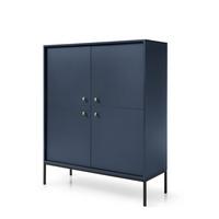 HIGHBOARD MONDO 104/125/39 cm mit 4 Türen Blau - Blau, Holzwerkstoff (104/125/39cm) - MASSENO