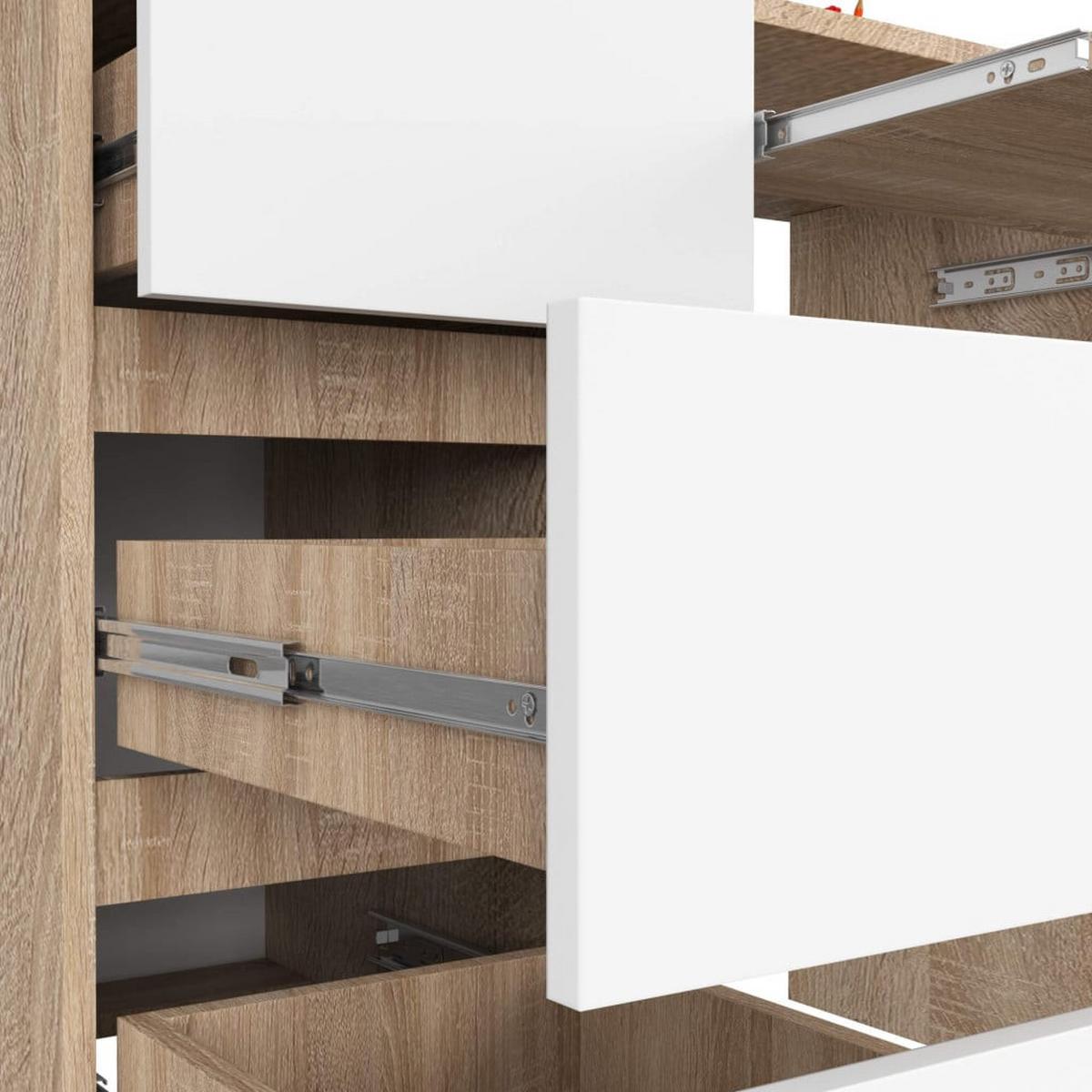 SCHREIBTISCH Eiche Sonoma, Weiß 77/90/50 - Weiß, Holzwerkstoff (124/85/77cm) - RAUMHIRSCH FURNITURE