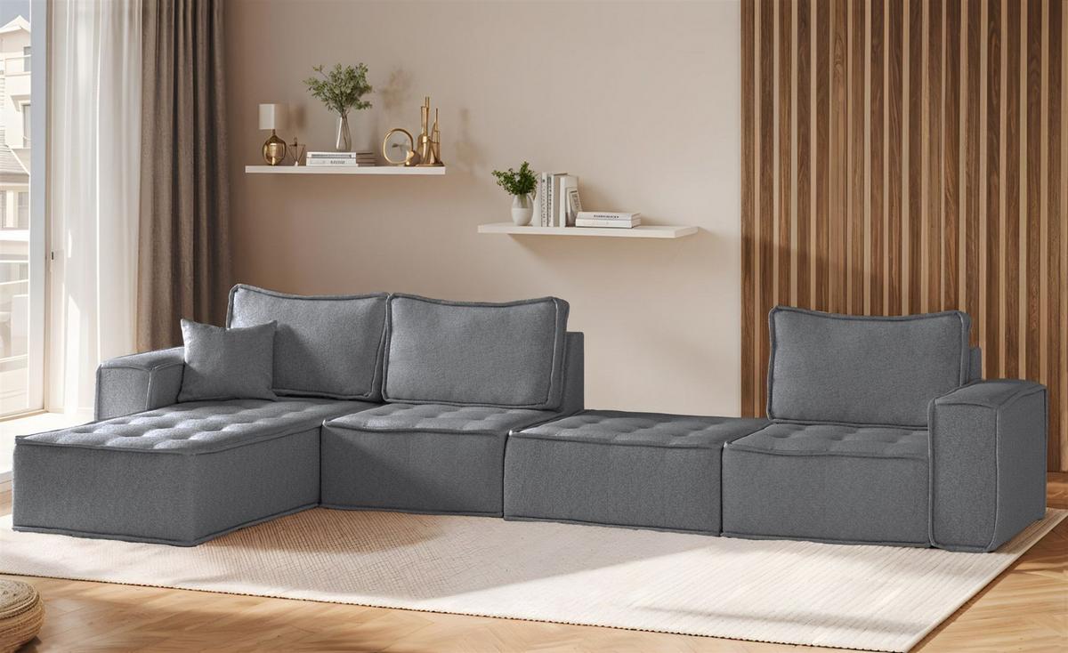 POLSTERHOCKER Sande In Alpine - Anthrazit, Holzwerkstoff/Textil (90/38/90cm) - Fun Möbel