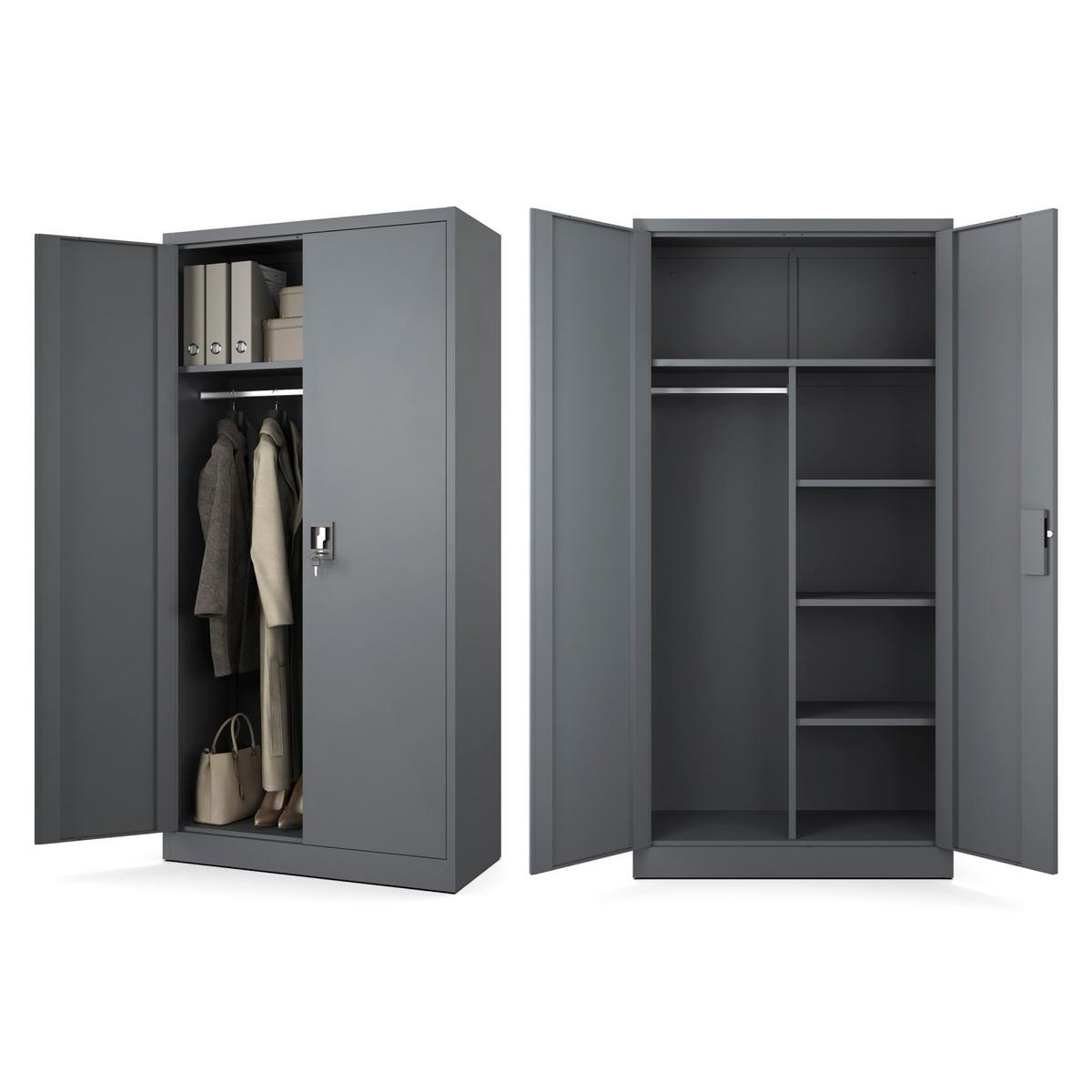 SOZIALRAUMSCHRANK aus Stahl Metallschrank für Büro Stahlschrank für Dokumente Akten Anthrazit 90x45x185cm - Anthrazit, Metall (90/185/45cm) - Muralo