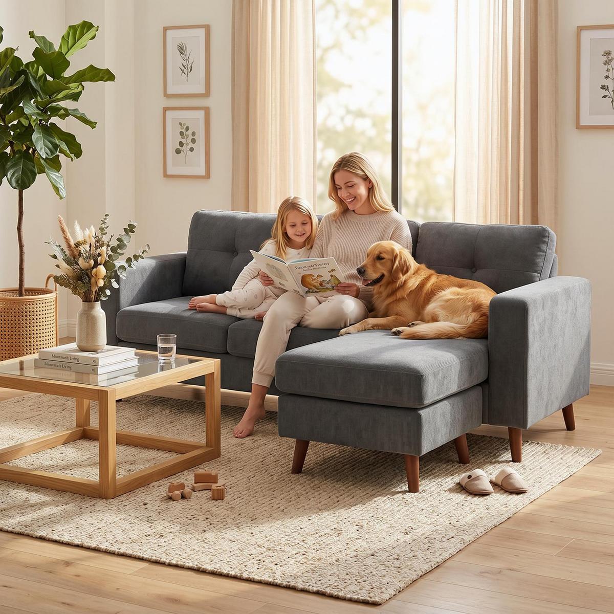 ECKSOFA Polyester Dunkelgrau - Dunkelgrau/Schwarz, Holzwerkstoff/Kunststoff (137/192cm) - HOMCOM