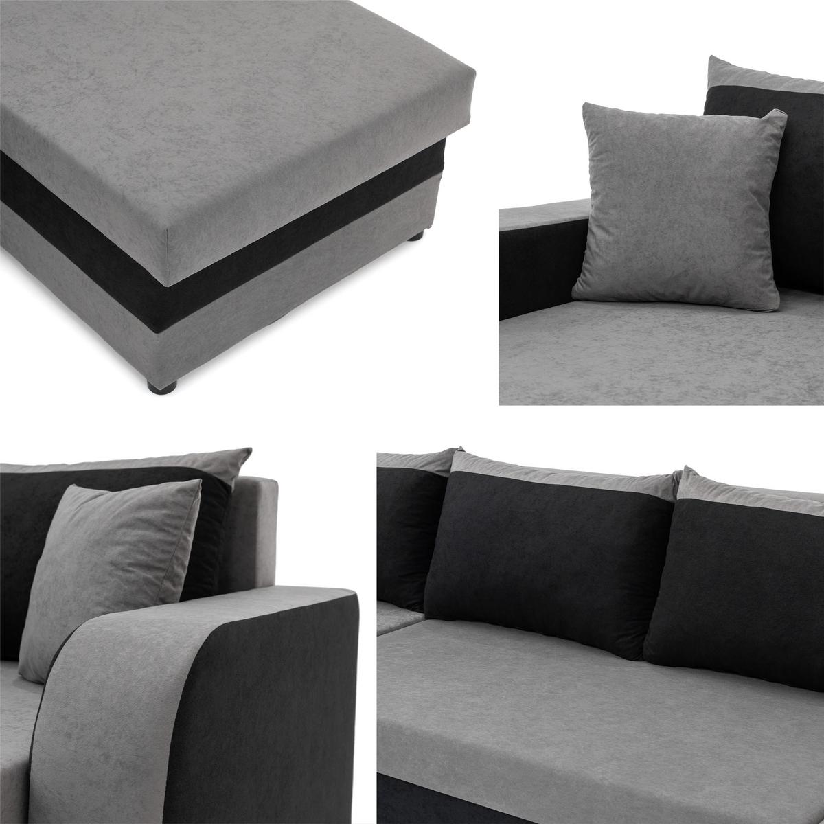 ECKSOFA Kris U Lux - Beige/Schwarz, Holz/Kunststoff (304/80/140cm) - MIRJAN24