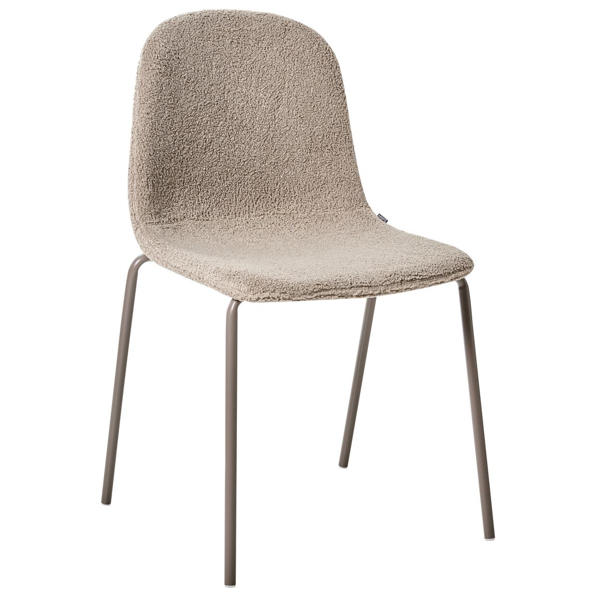 KONFERENZSTUHL 2er Set Bouclé Taupe Loma - Taupe, Textil/Metall (50/85/55cm) - Beliani