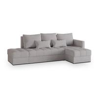 ECKSOFA LUMARI R-S Hellgrau Plüsch-Stoff mit Schlaffunktion - Hellgrau, Holz (262/143cm) - MASSENO