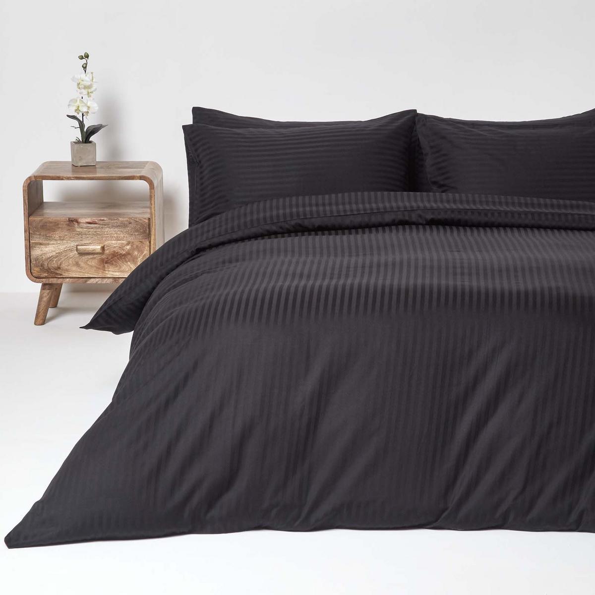 BETTWÄSCHE Damast Fadendichte 330 - Schwarz, Textil (200/200cm) - Homescapes