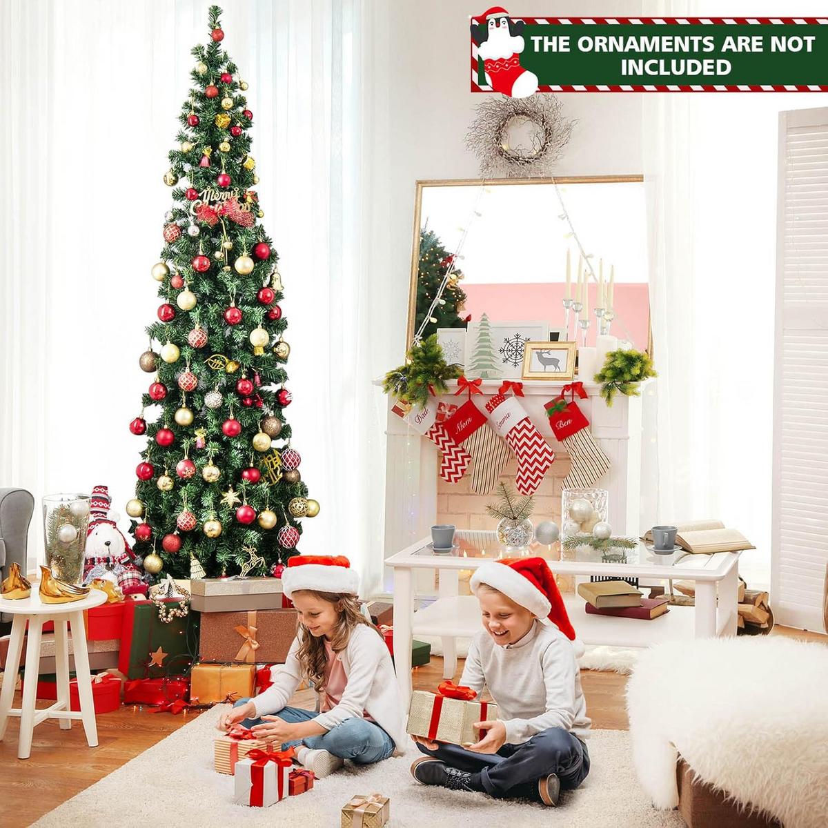 WEIHNACHTSBAUM Halb-Baum 210 cm 150 LED warmweiß Grün - Grün, Kunststoff (210cm) - COSTWAY