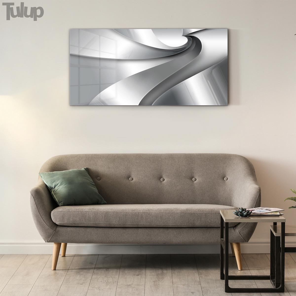 GLASBILD 100x50 cm Moderne Kunst - Silberfarben, Glas (100/50cm) - TULUP
