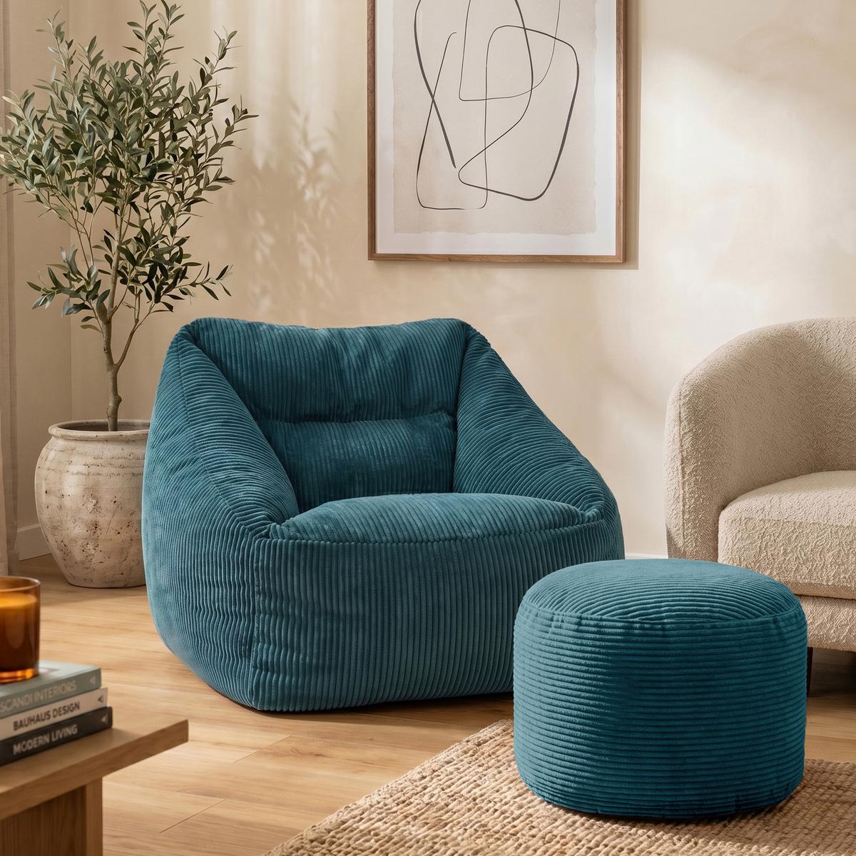 SITZSACK Sessel Natalia mit Sitzpouf - Grün, Textil (97/73/84cm) - icon