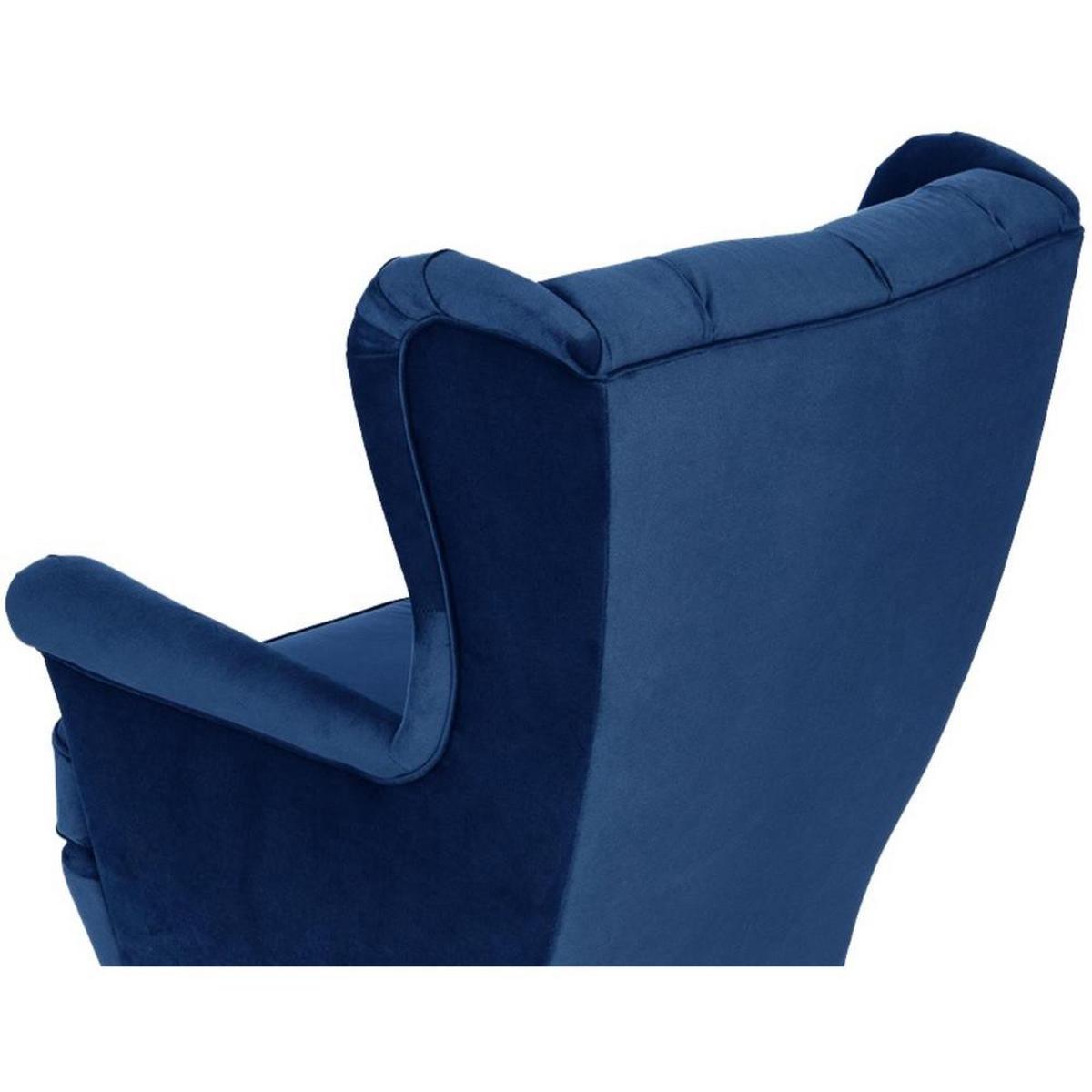 CHESTERFIELD-SESSEL Falco marineblau mit Holzbeinen - Wengefarben/Dunkelblau, Holz/Textil (82/102/92cm) - Beautysofa