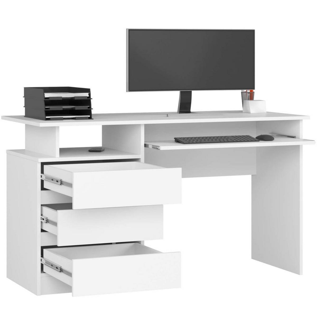 SCHREIBTISCH Weiß Matt 77/135/60 - Weiß, Holzwerkstoff (120/55/77cm) - RAUMHIRSCH FURNITURE