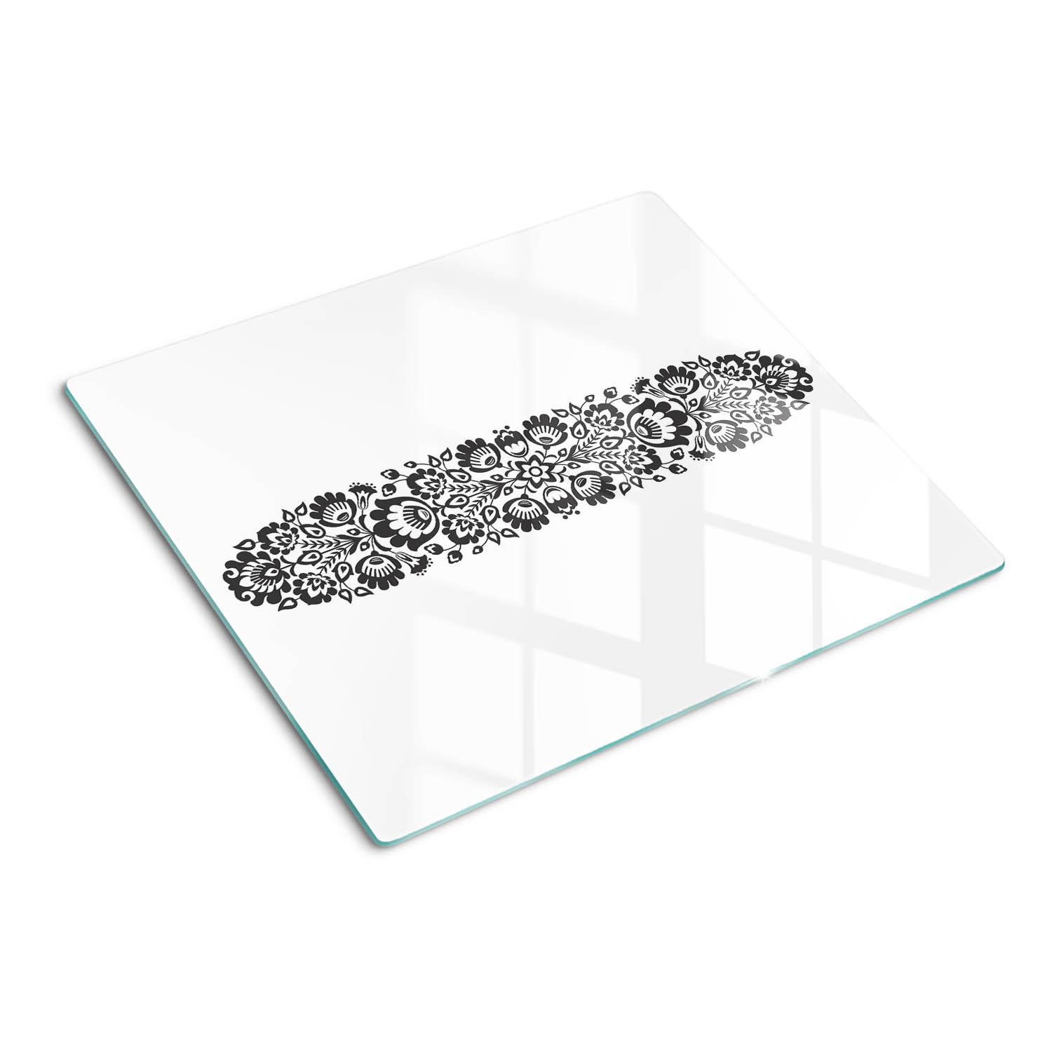 GLASPLATTE 60x52 cm Volksblumen - Weiß Hochglanz/Braun, Glas (60/0.4/52cm) - TULUP