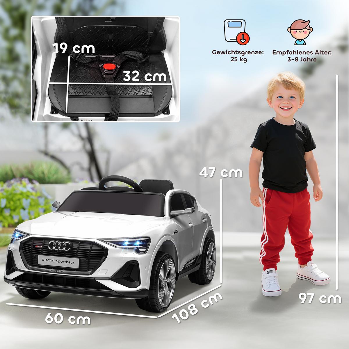 KINDERFAHRZEUG Elektroauto Elektro Kinderauto für kinder ab 3 Jahre Weiß - Weiß, Metall (108/60/47cm) - HOMCOM