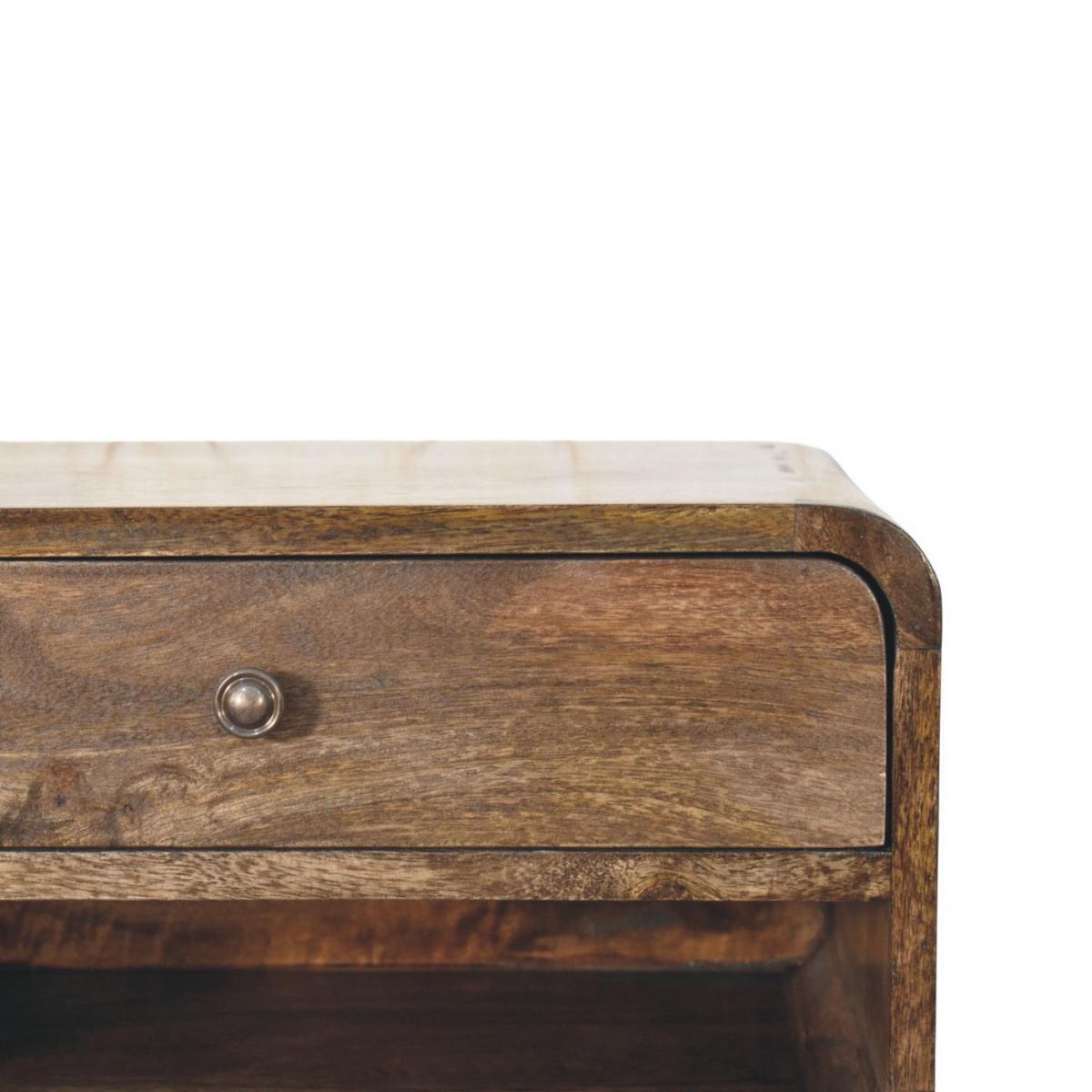 NACHTTISCH Abgerundete Kante, 1 Schublade in Braun - Dunkelbraun/Messingfarben, Holz/Metall (45/25/32cm) - Artisan Furniture