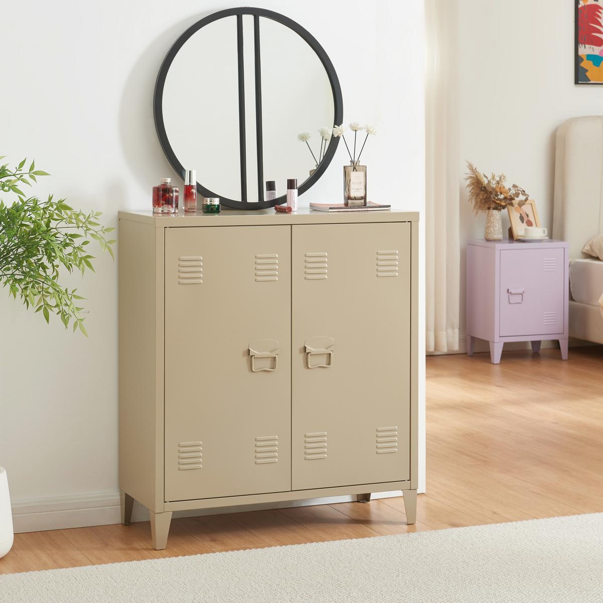 METALLSCHRANK Oripää - Braun, Metall (80/90/33cm) - [en.casa]