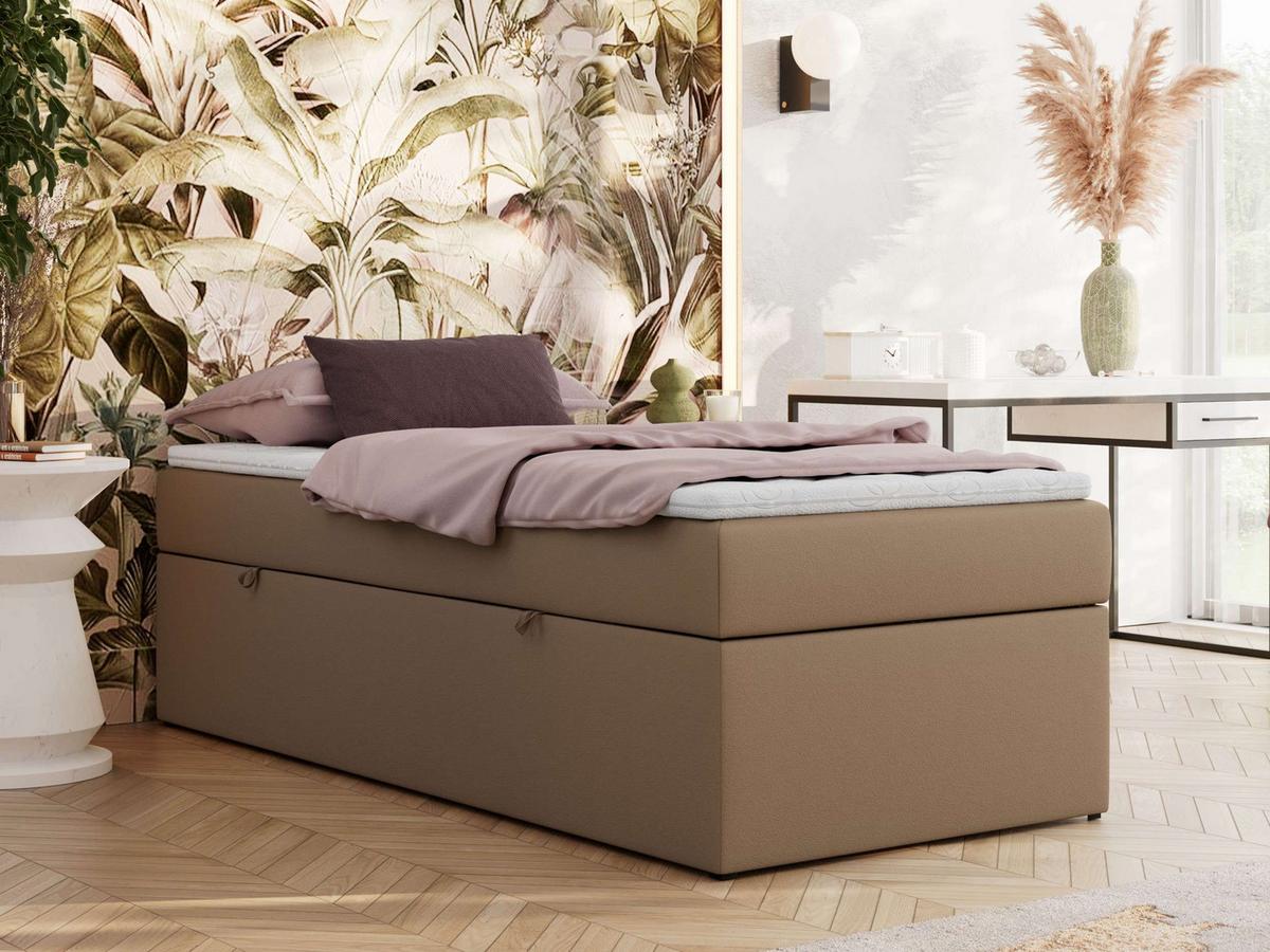 BOXBETT ZERO 90/200 - Braun Plüsch - H4 - Topper Visco - Braun, Textil (90/200cm) - MKS