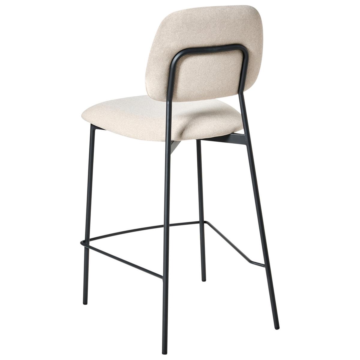 BARSTÜHLEN 2er-Set Hellbeige Duette - Beige/Schwarz, Textil (45/96/48cm) - Beliani