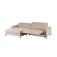 ECKSOFA LAISKA Taupe Cord Relaxfunktion - Taupe/Schwarz, Textil/Metall (282/177cm) - KAWOLA