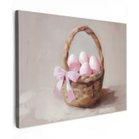 LEINWANDBILD Korb - Eier - Rosa Wandbild 40x30 cm - Beige, Textil (40/30cm) - MuchoWow