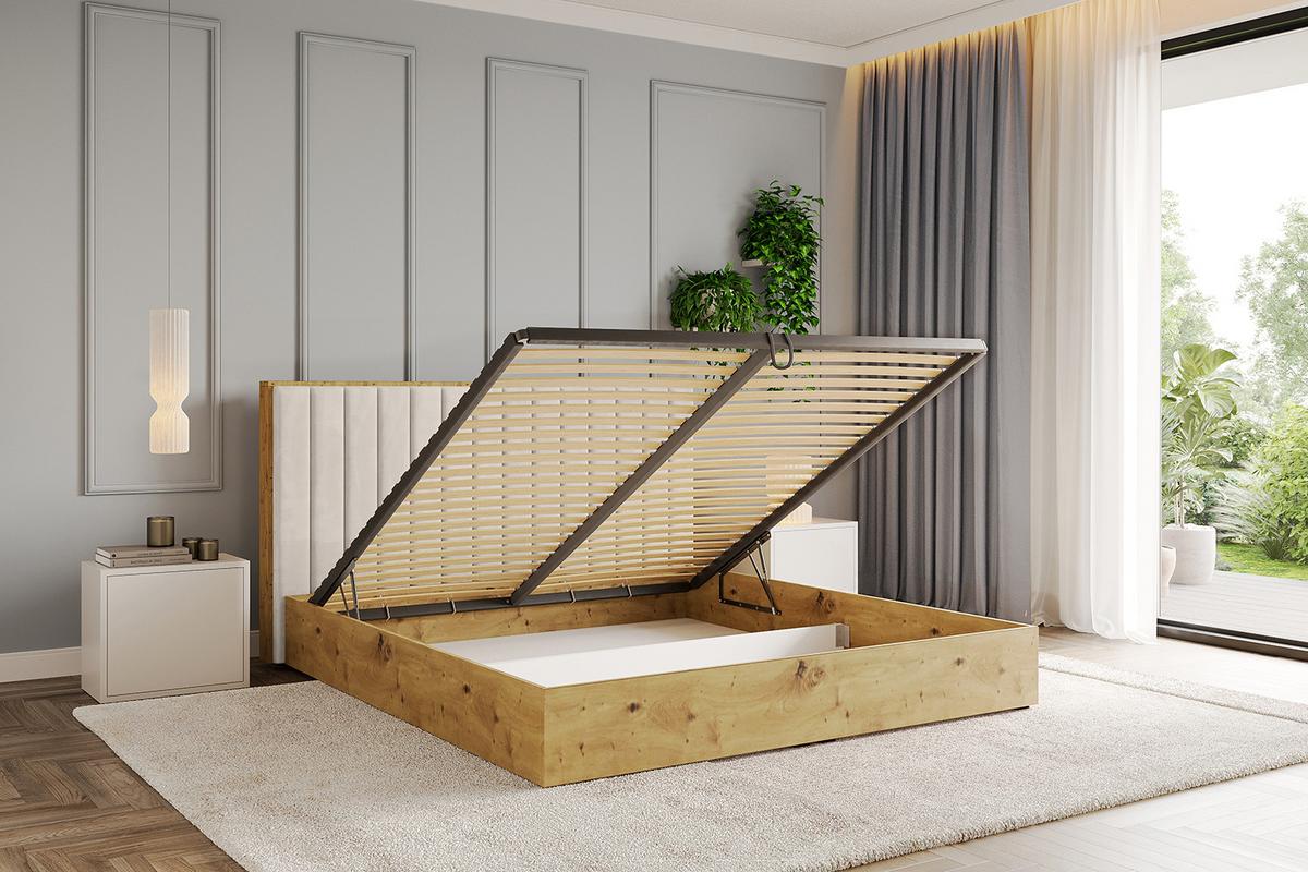 POLSTERBETT mit Bettkasten und Lattenrost, Bett mit Matratze H3/H4 - ENZO4 200x200 Beige - Beige, Holzwerkstoff/Textil (200/200cm) - ALTDECOR