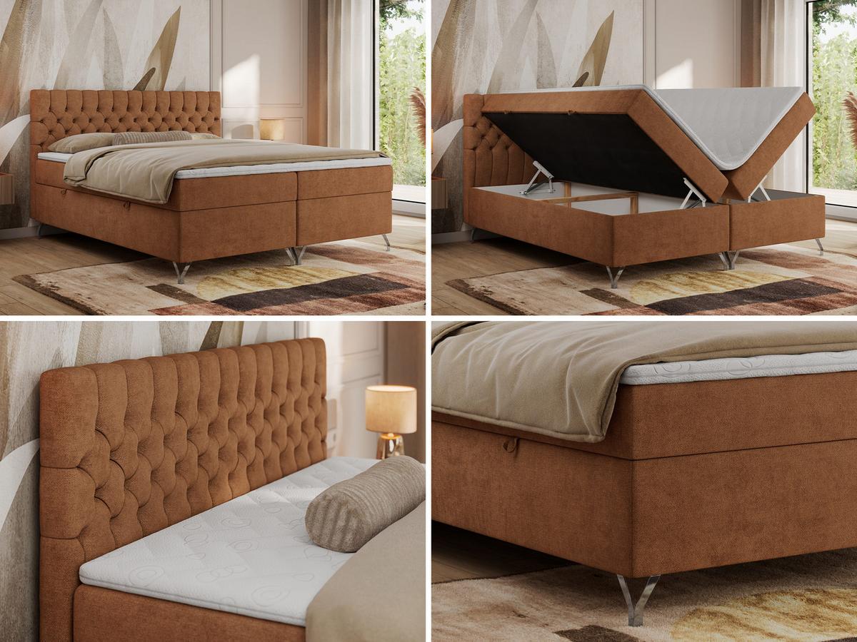 BOXBETT GRIMALDI 200/200 Orange Struktur - H3 - Orange, Holz/Textil (200/200cm) - MKS