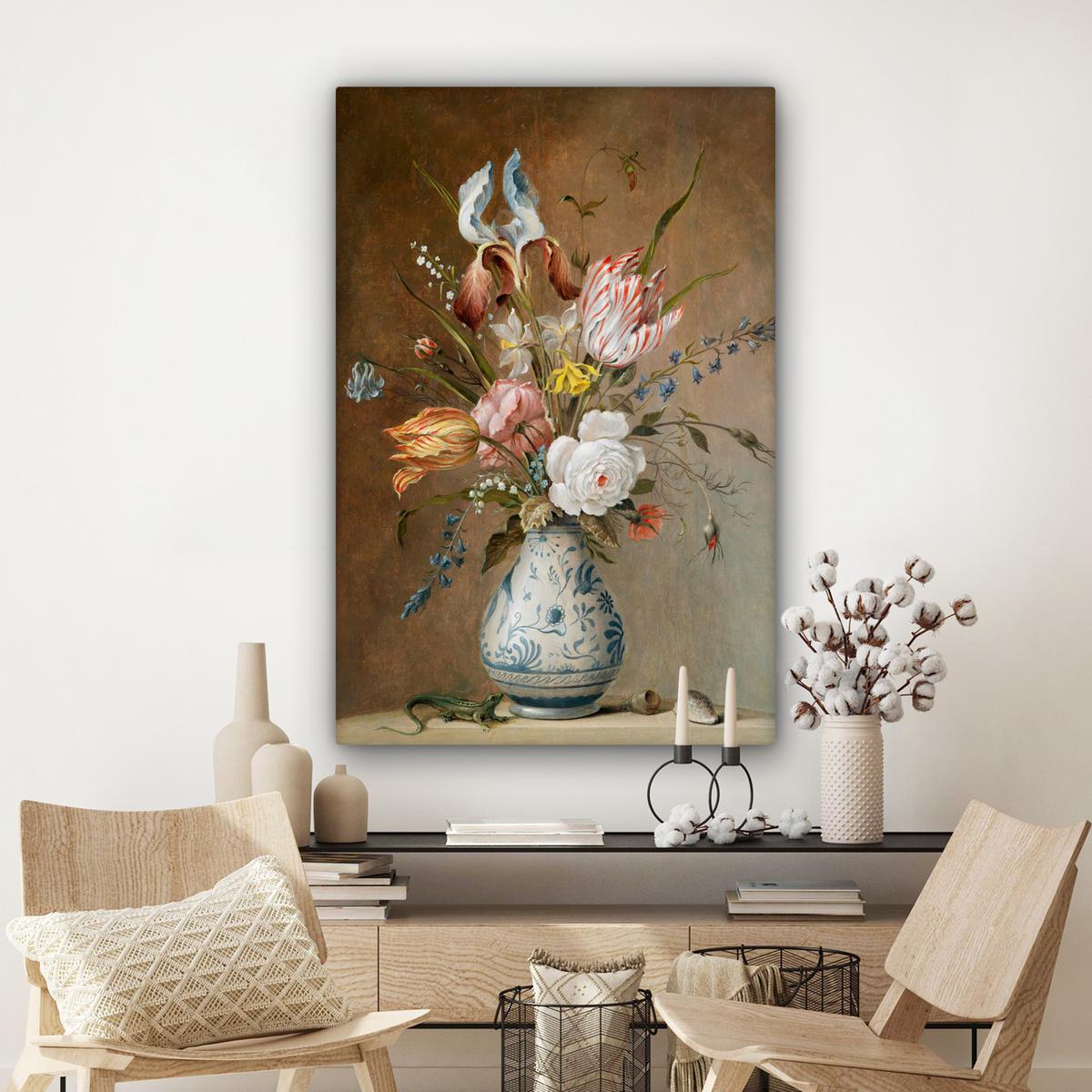LEINWANDBILD Alte Meister - Blumen - Balthasar van der Ast Deko Groß 90x140 cm - Hellbraun, Textil (90/140cm) - MuchoWow