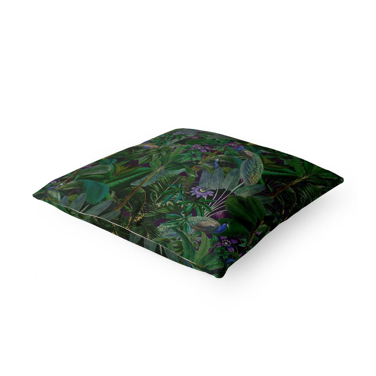 KISSENBEZUG Dschungelblätter mit Pfauen 40/40 cm - Grün, Textil (40/40cm) - Bilderwelten