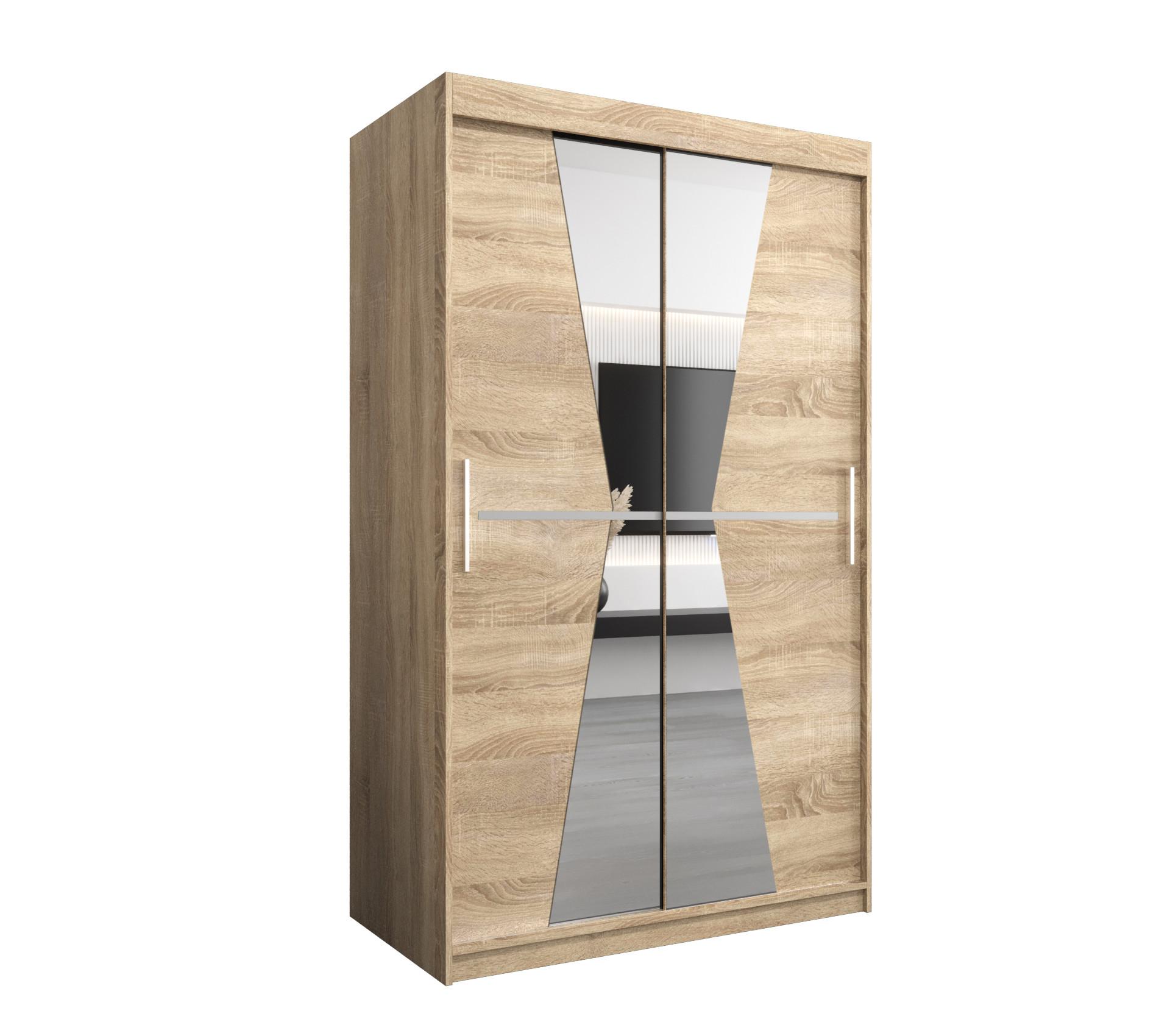 SCHWEBETÜRENSCHRANK 200/120/62 2-türig - Silberfarben/Sonoma Eiche, Holz/Kunststoff (120/200/62cm) - MÖBEL KRYSPOL