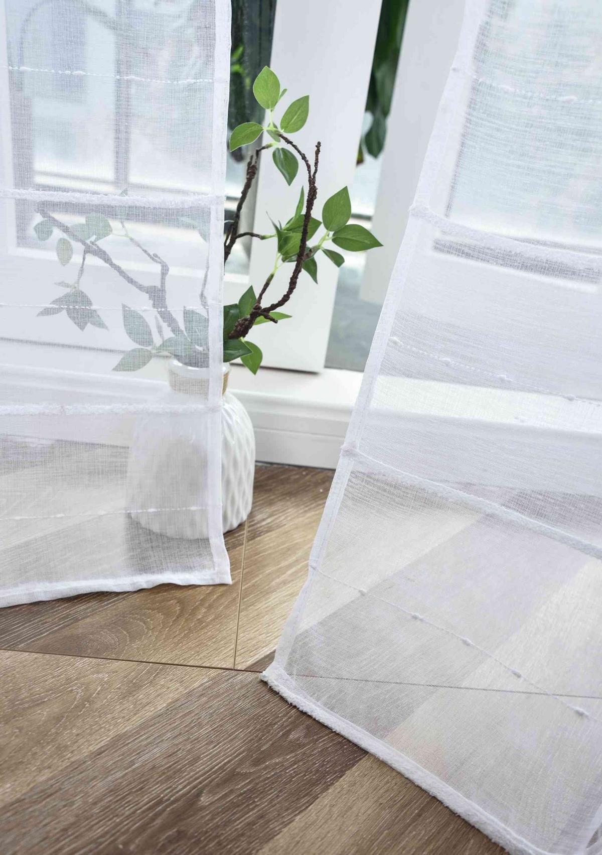 GARDINE LEINEN HxB 245x145 cm Natur Classic - Weiß, Textil (145/245cm) - Gardinenbox