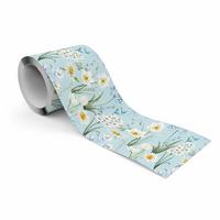 TAPETENBORDÜRE selbstklebend für Wohnzimmer Blumen Blätter Pflanzen - Blau/Weiß, Papier (10/300/300cm) - Muralo