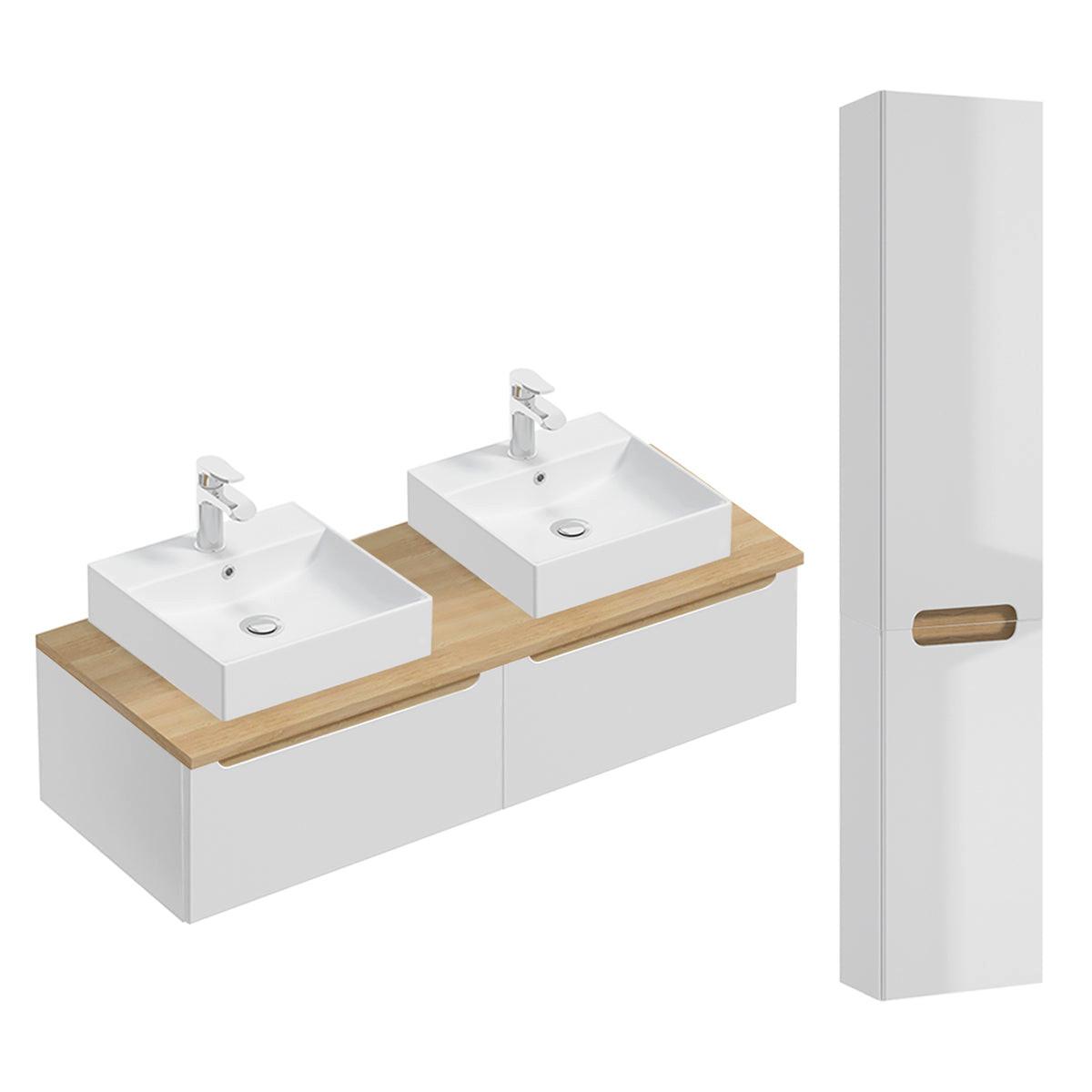 BADMÖBEL 120cm Livia 2er-Set Weiß - Weiß, Holzwerkstoff (120/32.5/46cm) - Petits-meubles