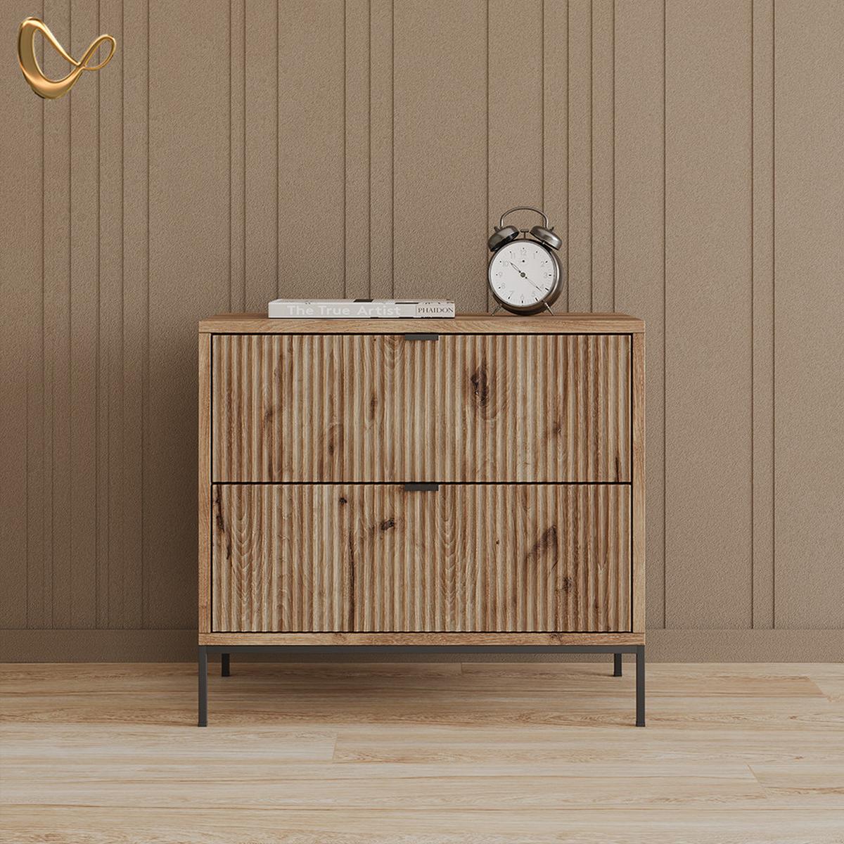 NACHTTISCH Aterno Viking Oak mit 2 Schubladen - Eichefarben, Holzwerkstoff (66/60/36cm) - Livinity®