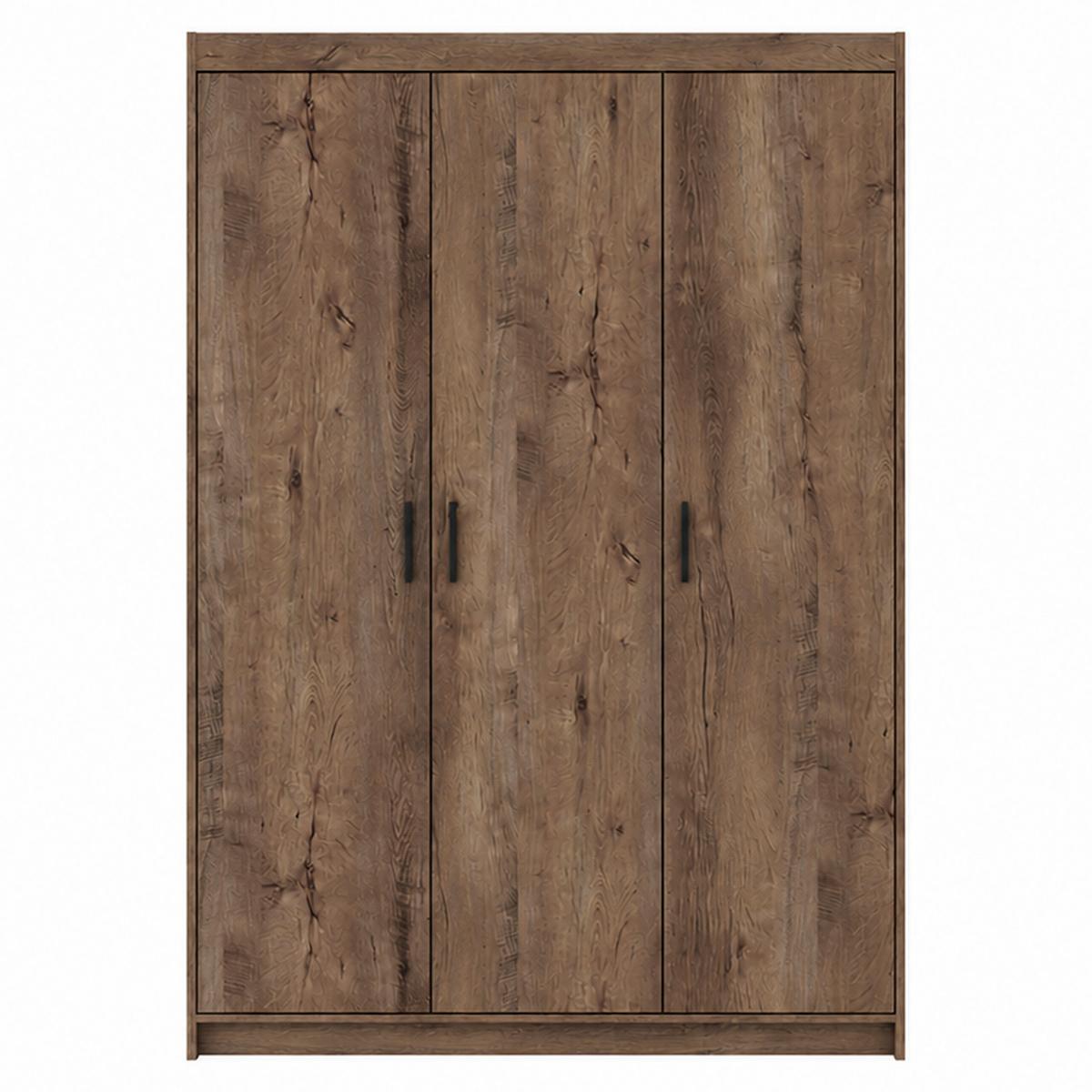 DREHTÜRENSCHRANK Elena mit 3 Türen, ohne Spiegel, Eiche Lefkas - Eichefarben, Holzwerkstoff (130/190/53cm) - Beautysofa