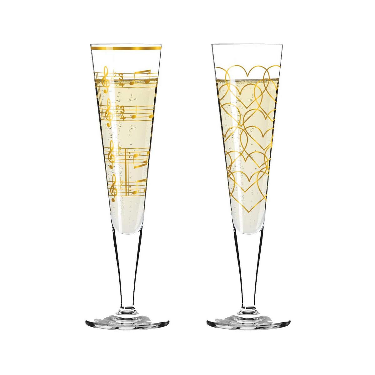 CHAMPAGNERGLÄSER Goldnacht gold 205 ml 2er Set - Goldfarben, Glas (0.205L) - Ritzenhoff