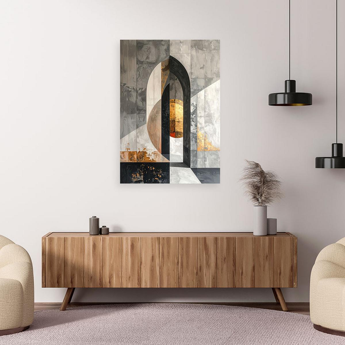 LEINWANDBILDER, Industrielle graue 3D Abstrakt - Türkis, Textil (60/90cm) - Feeby