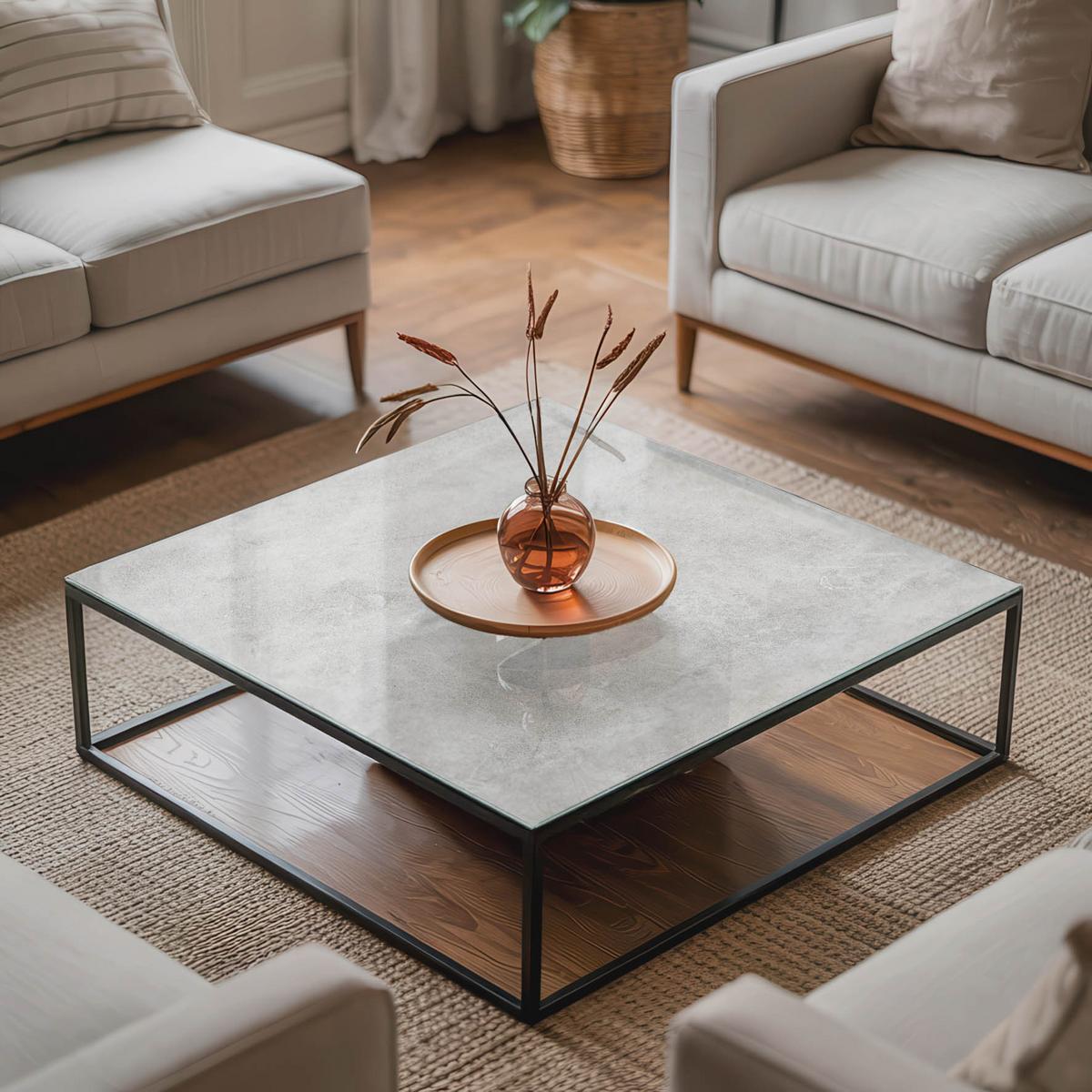 TISCHPLATTE 60x60 cm Betonstruktur mit Kratzern - Hellgrau, Glas (0.4/60/60cm) - TULUP