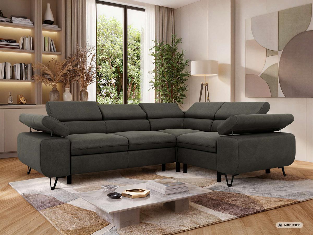 ECKSOFA ORSO L Anthrazit Velvet - Rechts Seite - Anthrazit/Schwarz, Textil/Metall (268/197cm) - MKS