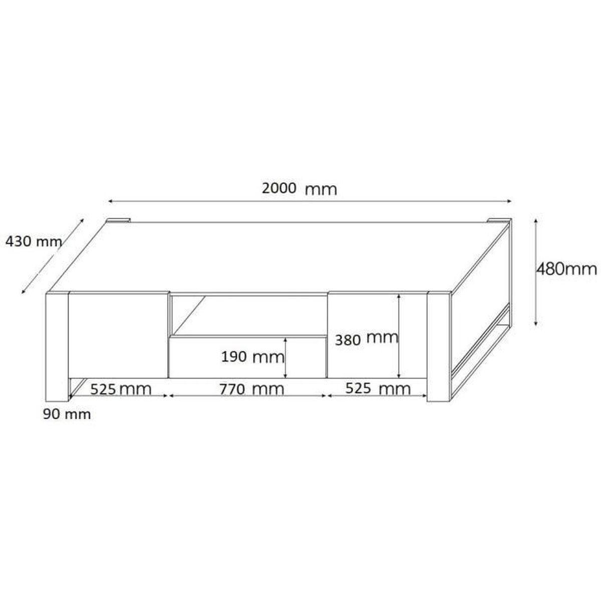 TV-MÖBEL Nouka Holz und Schwarz - Braun, Holzwerkstoff (200/48/43cm) - Petits-meubles
